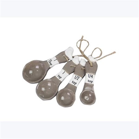 Youngs Ceramic Bird Measuring Spoon, Gray & White - Set of 4 21221